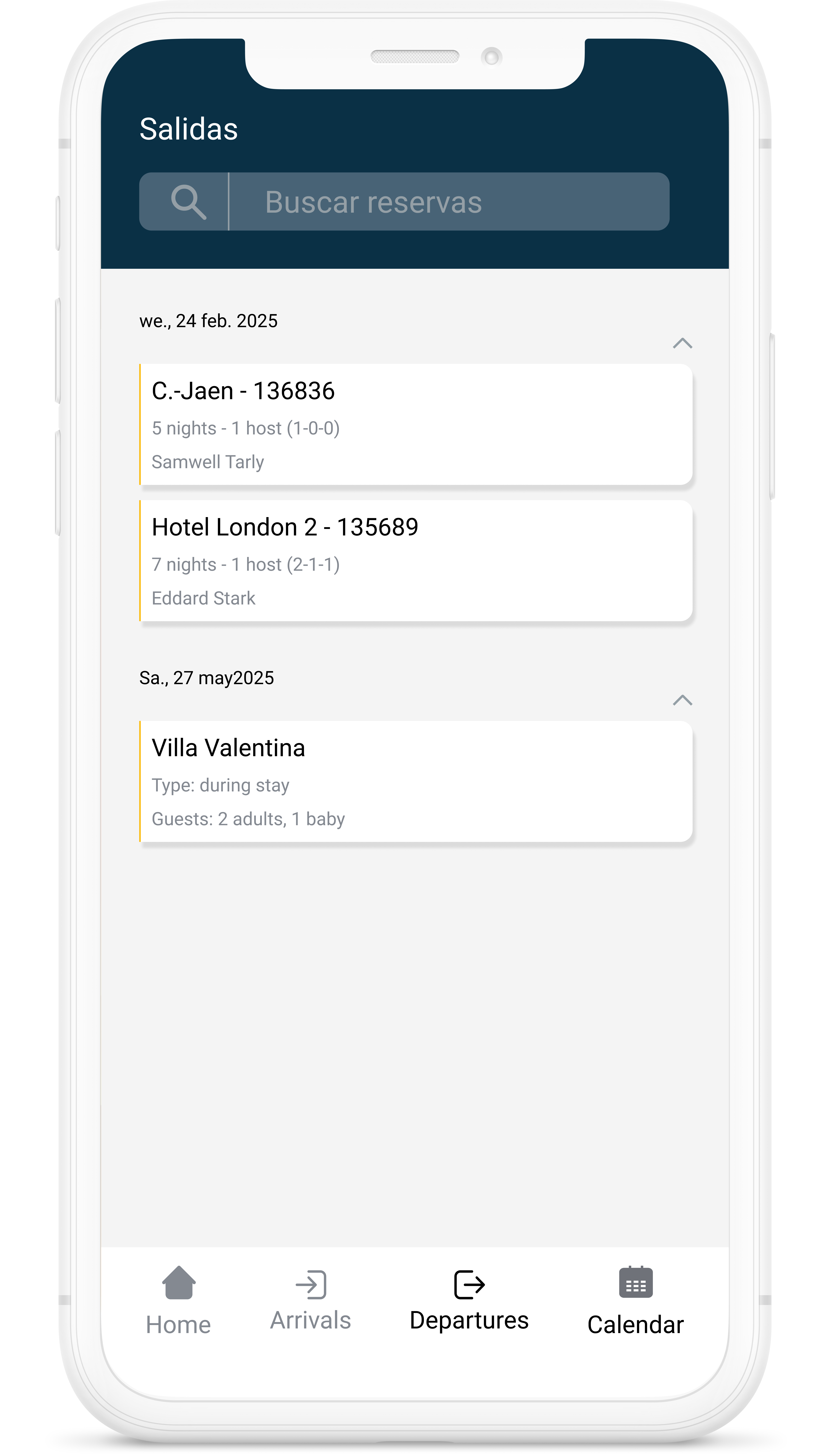 Mobile device showing an example of the checkin inside the app.